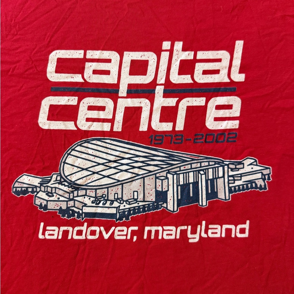 Capital Centre Arena Stadium Landover Maryland Capitals Bullets Red T-Shirt – XL